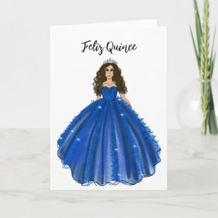 Feliz Quince - Dark Blue Quinceañera Birthday Card