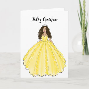 Feliz Quince - Yellow Quinceañera Birthday Card 
