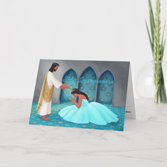 "Feliz Quinceañera." Greeting Card (Front)