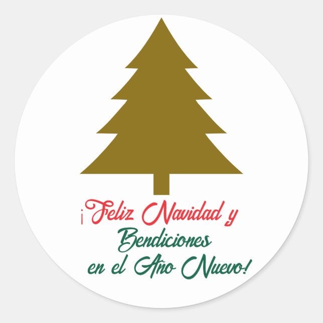 Feliz y Bendecida Navidad, Classic Round Sticker (Front)