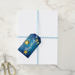Felize Navidad Gold Stars Christmas Gift Tags