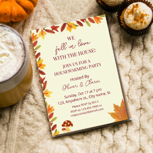 Fell in love Autumn leaves Fall Housewarming Party Invitation