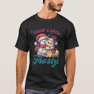 Fellin A Little Frosty Christmas Snowman Hug Cat X T-Shirt