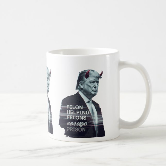 Felon Helping Felons Escape Prison Evil Trump Coffee Mug (Right)