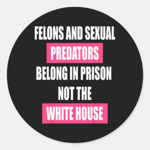 Felons Don't Belong In White House Anti Trump Pres Classic Round Sticker