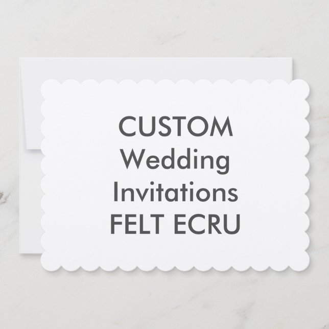 FELT ECRU 110lb 7x5" Scalloped Wedding Invitations (Front)