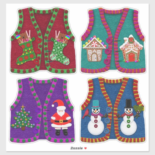Felt Look Adorable Christmas Tacky Vests (Sheet)