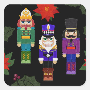 Felt Look Nutcrackers Soldiers Whimsical Square Sticker