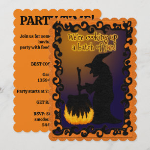 Felt Look Witch Boiling Cauldron Halloween Invites