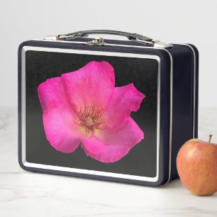 Felt pen roses - metal and black bg metal lunch box