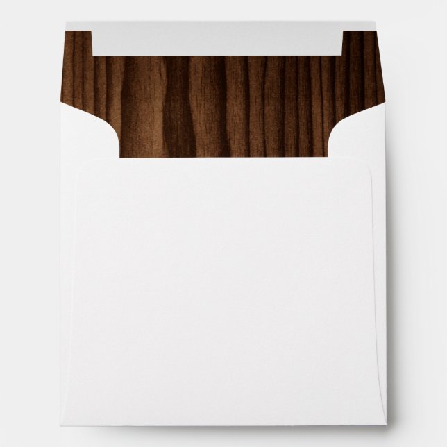 Felt & Rustic Dark Wood Look Wedding Envelope (Back (Bottom))