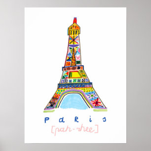 Felt Tip Drawing of Paris Poster