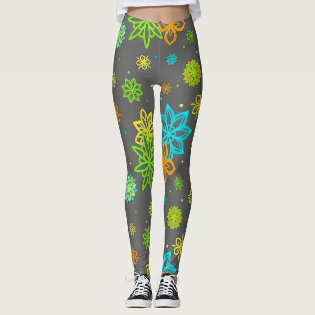 Felt Tip Flowers - Emmy Pattern Leggings (Front)