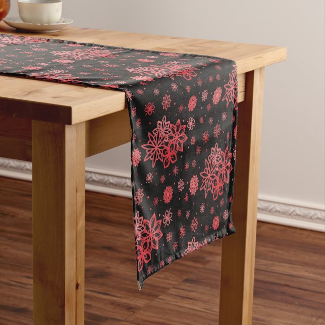 Felt Tip Flowers - Scarlet Pattern Short Table Runner (In Situ)
