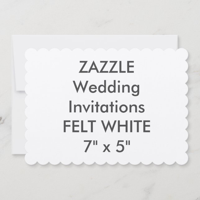 FELT WHITE 110lb 7x5" Scalloped Wedding Invitation (Front)