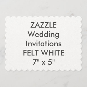 FELT WHITE 110lb 7x5" Scalloped Wedding Invitation