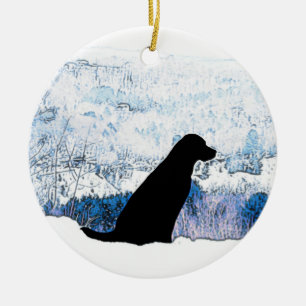 Felt with the Heart - Black Dog - Black Lab Ceramic Tree Decoration