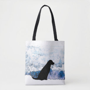 Felt with the Heart - Black Dog - Black Lab Tote Bag