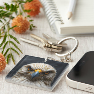 Felted Bird Portrait Key Ring