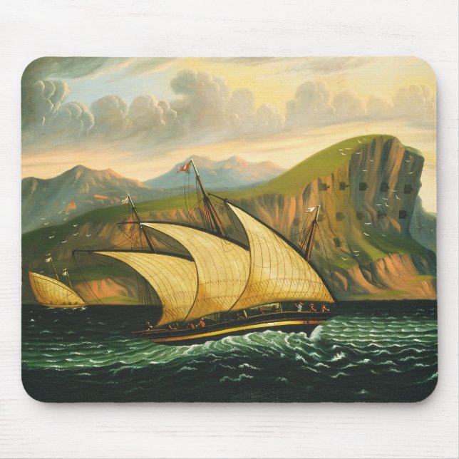 Felucca off Gibraltar by Thomas Chambers Mouse Mat (Front)