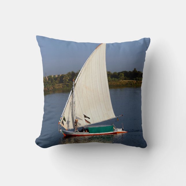 Felucca sailing along the Nile - Aswan, Egypt Cushion (Front)