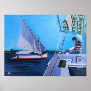 Feluccas on the Nile Painting by Alfred Fox Poster