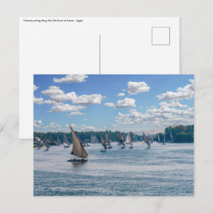 Feluccas sailing along the Nile - Aswan, Egypt Postcard