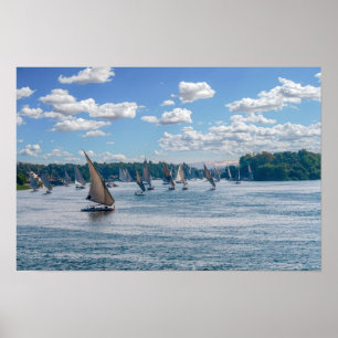 Feluccas sailing along the Nile - Aswan, Egypt Poster