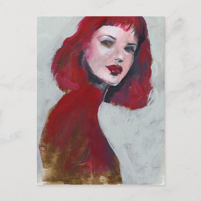 Fem Portrait - Red Postcard (Front)