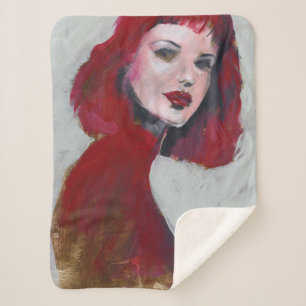 Fem Portrait - Red Sherpa Blanket
