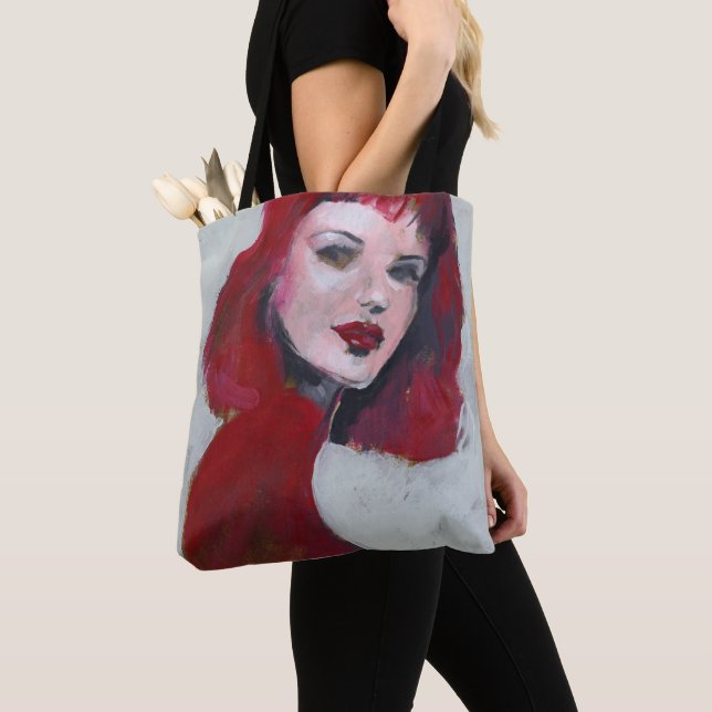 Fem Portrait - Red Tote Bag (Close Up)