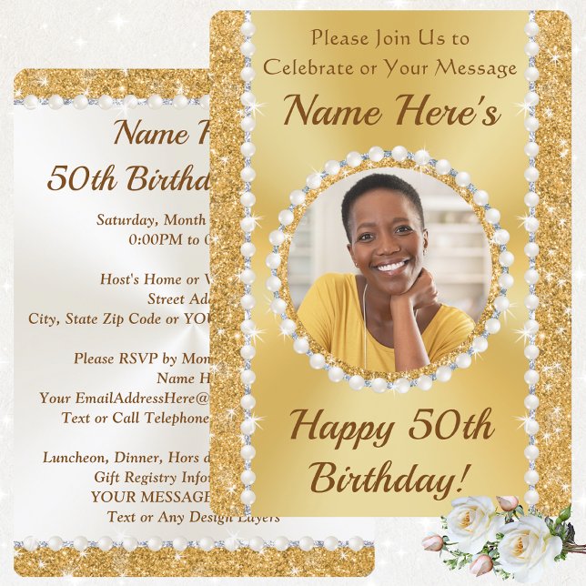 Female 50th Birthday Invitations for Her, PHOTO (Creator Uploaded)