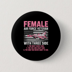 Female air force american patriotic fighter pilot 6 cm round badge
