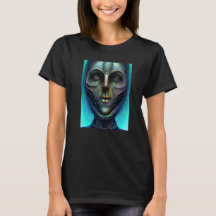Female Alien Cyborg Visitor from an Organic Green T-Shirt