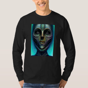 Female Alien Cyborg Visitor from an Organic Green T-Shirt
