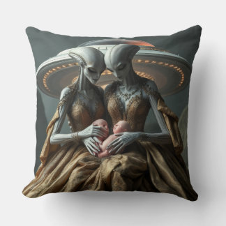 Female Aliens Cradling Human Babies Cushion
