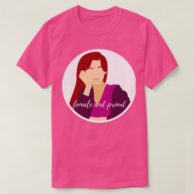 Female amp Proud Red T-Shirt (Design Front)