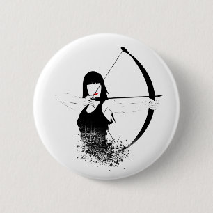 Female Archer 6 Cm Round Badge
