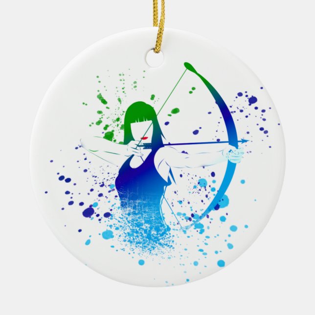 Female Archer Ceramic Tree Decoration (Front)