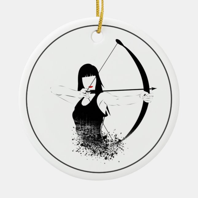 Female Archer Ceramic Tree Decoration (Front)