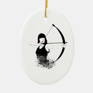 Female Archer Ceramic Tree Decoration