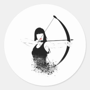 Female Archer Classic Round Sticker