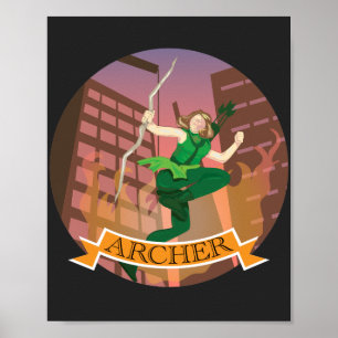 Female Archer Illustration Poster