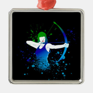Female Archer Paint Splash Metal Tree Decoration