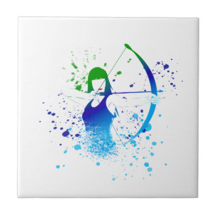 Female Archer Paint Splash Tile