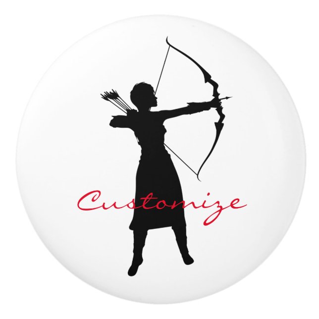 Female Archer Silhouette Thunder_Cove Ceramic Knob (Front)