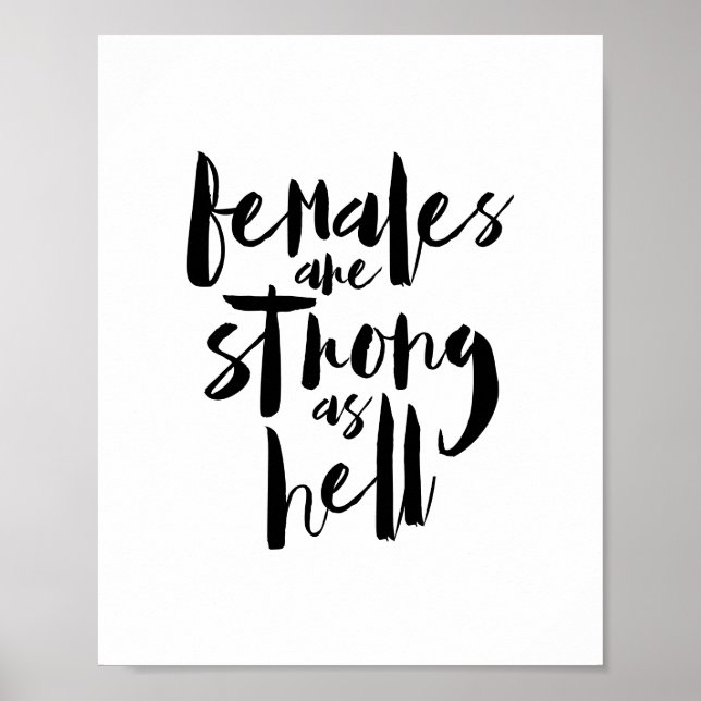 FEMALE are strong as Hell, feminism motivation Poster (Front)