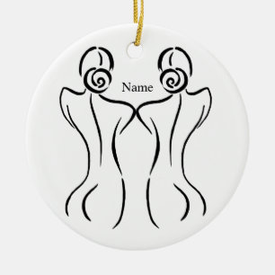 Female Art Illustration Thunder_Cove Ceramic Tree Decoration