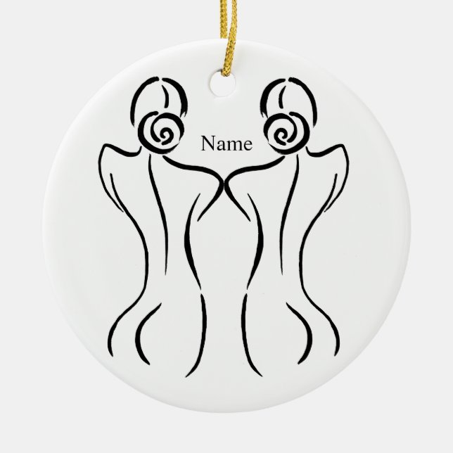 Female Art Illustration Thunder_Cove Ceramic Tree Decoration (Front)