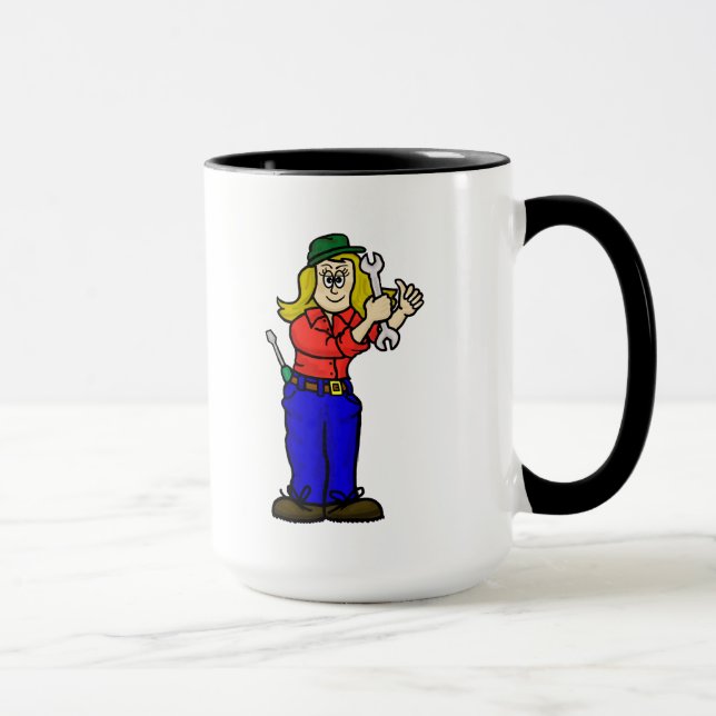 Female Auto Mechanic Mug with Name (Right)